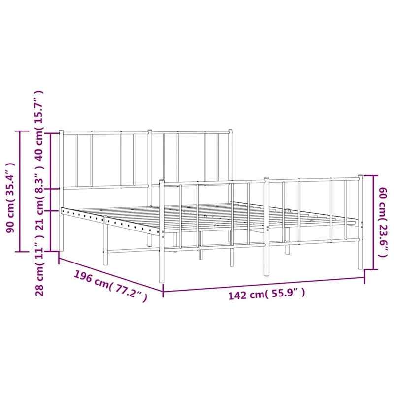 Bowery Hill Powder-Coated Steel Full/Double Bed Frame in White