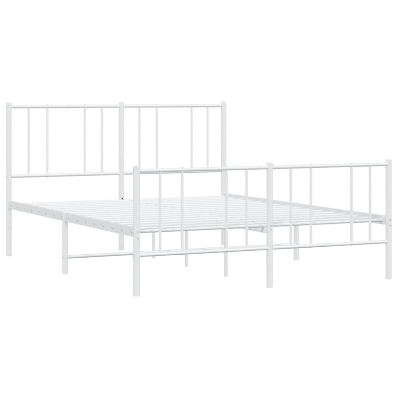 Bowery Hill Powder-Coated Steel Full/Double Bed Frame in White