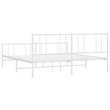 Bowery Hill Contemporary 72x84 Powder-Coated Steel Bed Frame in White