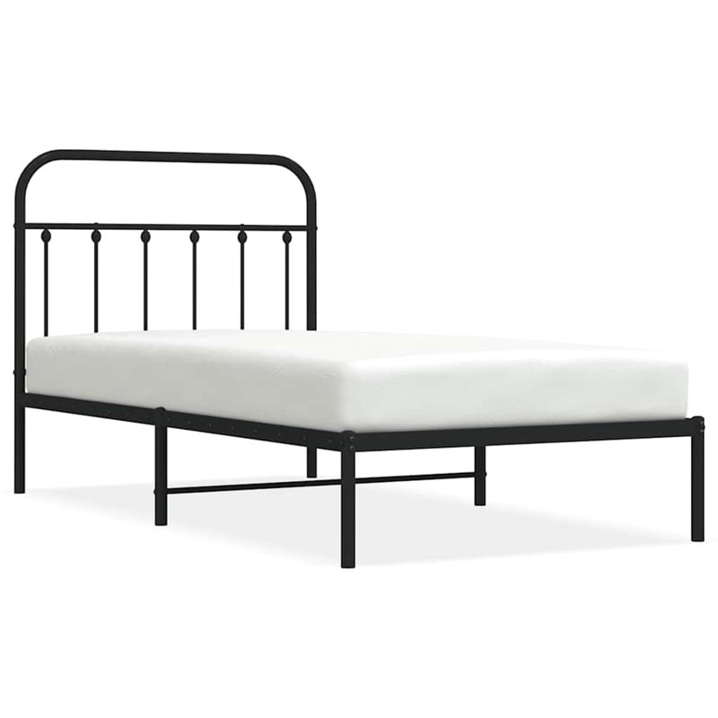 Bowery Hill Contemporary Powder-Coated Steel Twin Bed Frame in Black