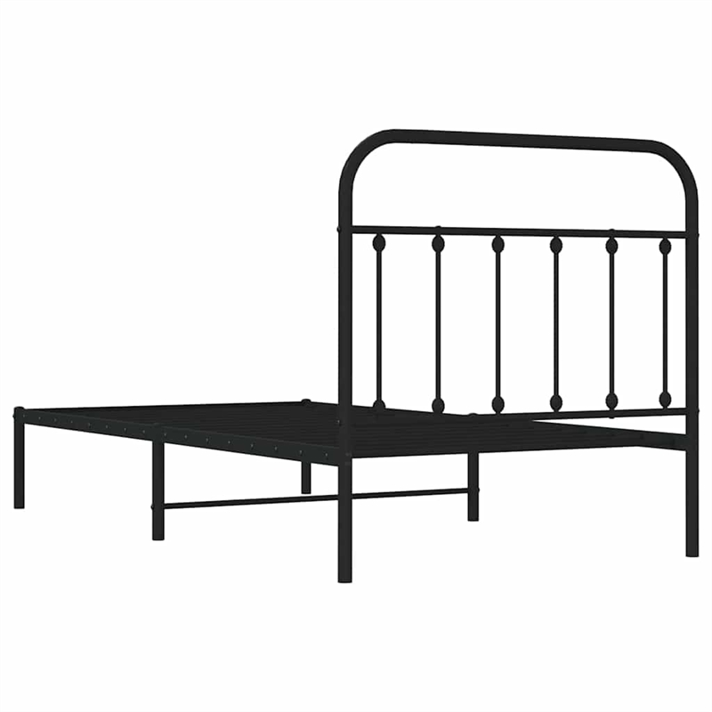 Bowery Hill Contemporary Powder-Coated Steel Twin Bed Frame in Black