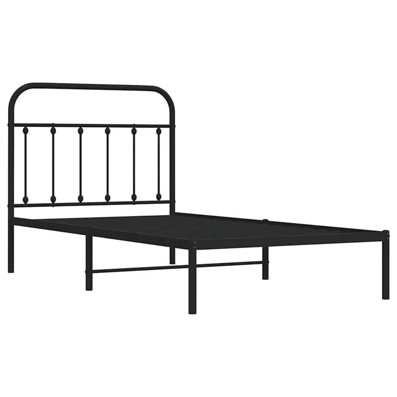 Bowery Hill Contemporary Powder-Coated Steel Twin Bed Frame in Black