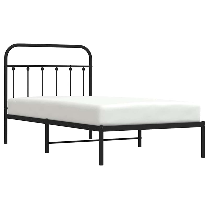 Bowery Hill Contemporary Powder-Coated Steel Twin Bed Frame in Black