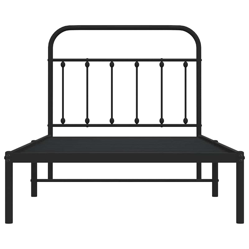 Bowery Hill Contemporary Powder-Coated Steel Twin Bed Frame in Black