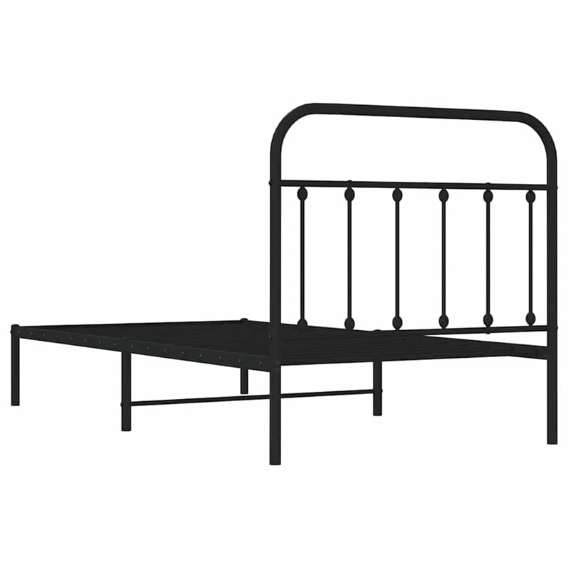 Bowery Hill Contemporary Powder-Coated Steel Twin Bed Frame in Black