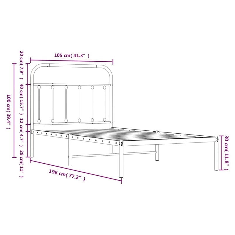 Bowery Hill Contemporary Powder-Coated Steel Twin Bed Frame in Black