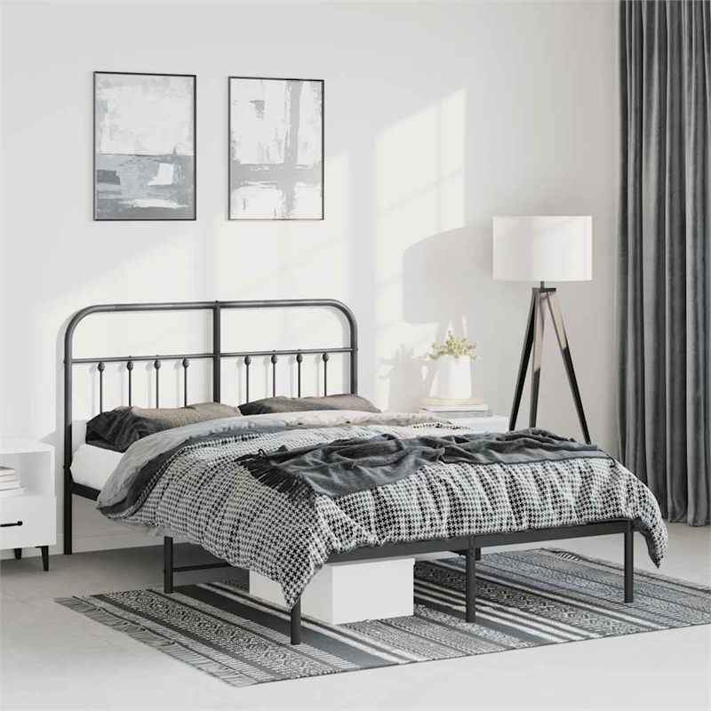 Bowery Hill Contemporary Powder-Coated Steel King Bed Frame in Black