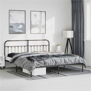Bowery Hill Rectangular Steel Full Durable Bed Frame in Black