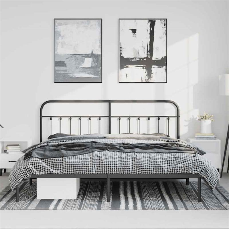 Bowery Hill Rectangular 76.0 x 80.0 Steel Bed Frame in Black