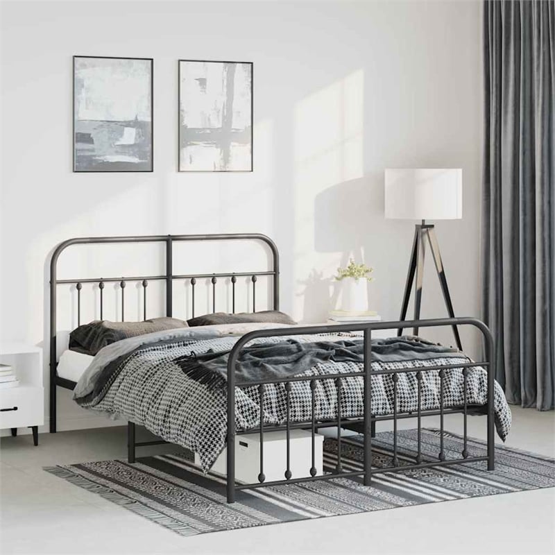 Bowery Hill Powder-Coated Steel Full/Double Bed Frame in Black
