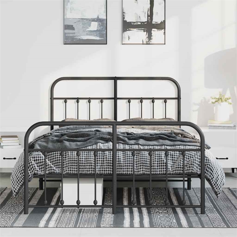 Bowery Hill Contemporary Powder-Coated Steel King Bed Frame in Black