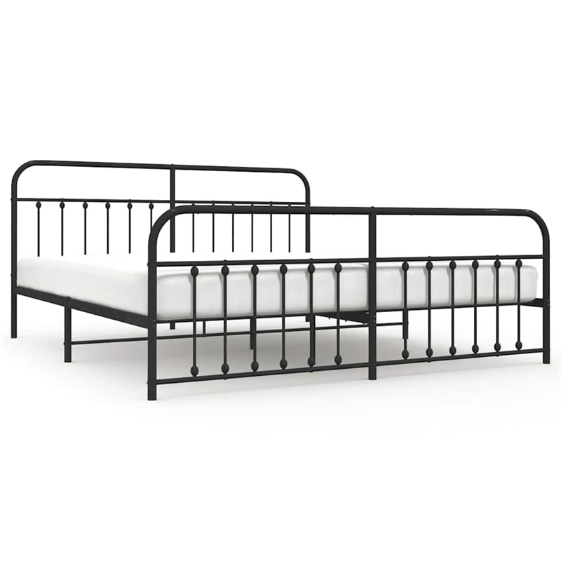 Bowery Hill Powder-Coated Steel King/Double Bed Frame in Black