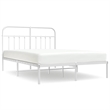 Bowery Hill Powder-Coated Steel King Size Bed Frame in White