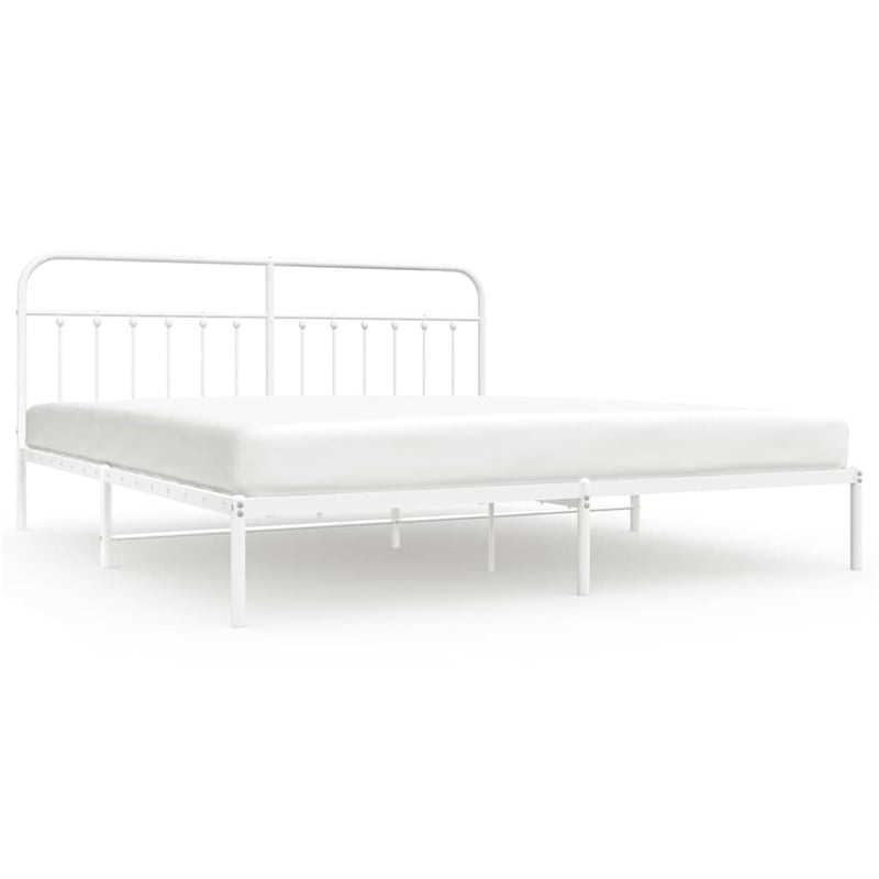 Bowery Hill 76 in x 80 Powder-Coated Steel Bed Frame in White