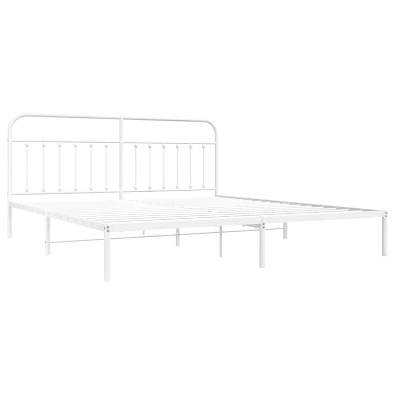 Bowery Hill 76 in x 80 Powder-Coated Steel Bed Frame in White