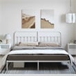 Bowery Hill 76 in x 80 Powder-Coated Steel Bed Frame in White