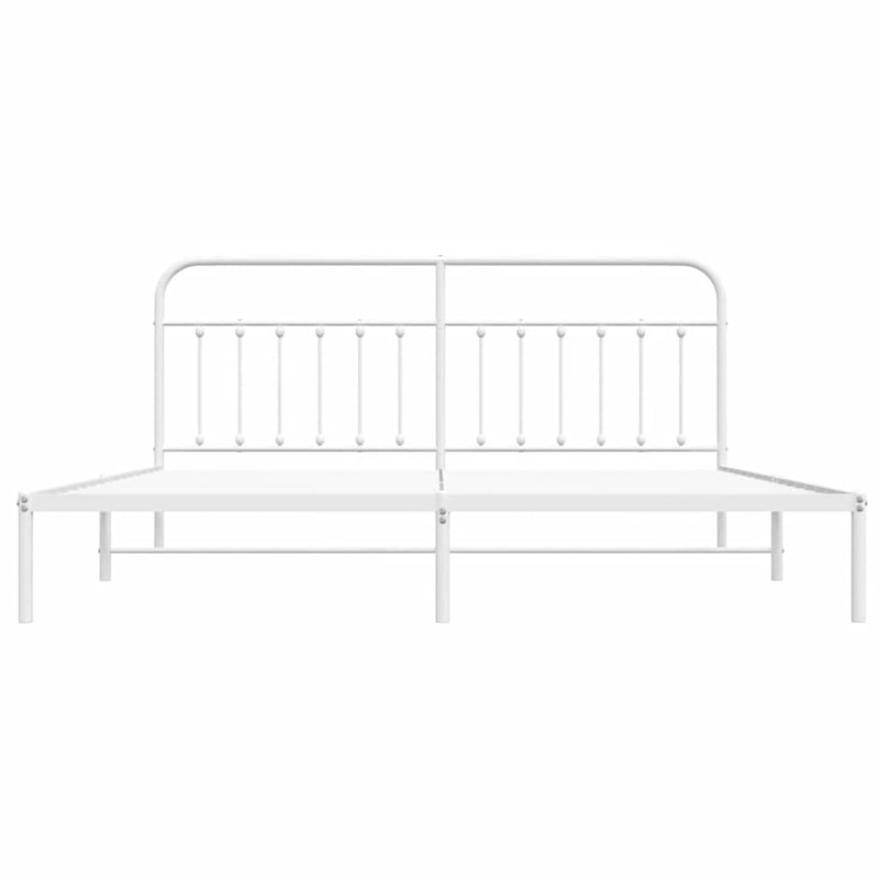 Bowery Hill 76 in x 80 Powder-Coated Steel Bed Frame in White
