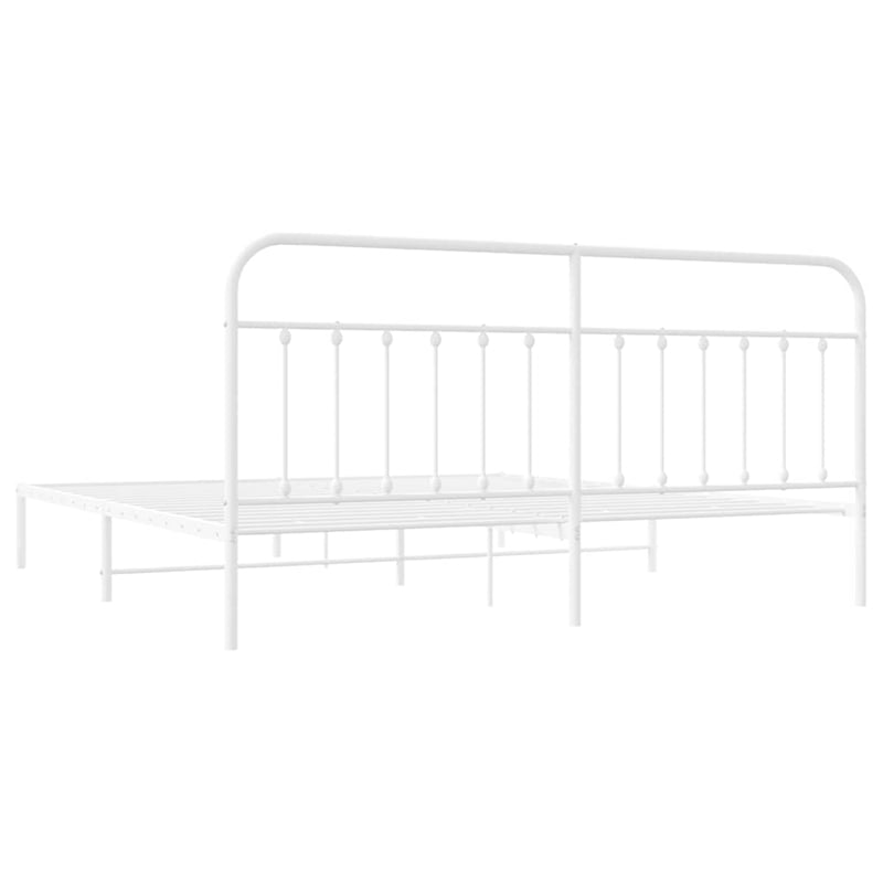 Bowery Hill 76 in x 80 Powder-Coated Steel Bed Frame in White
