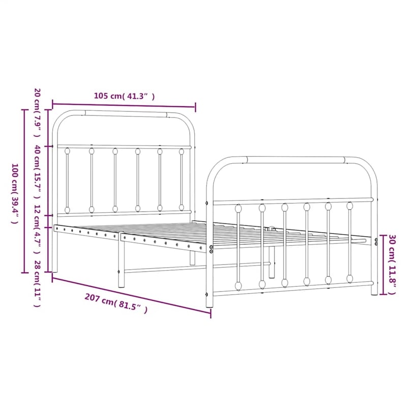 Bowery Hill Contemporary Powder-Coated Steel Single Bed Frame in White