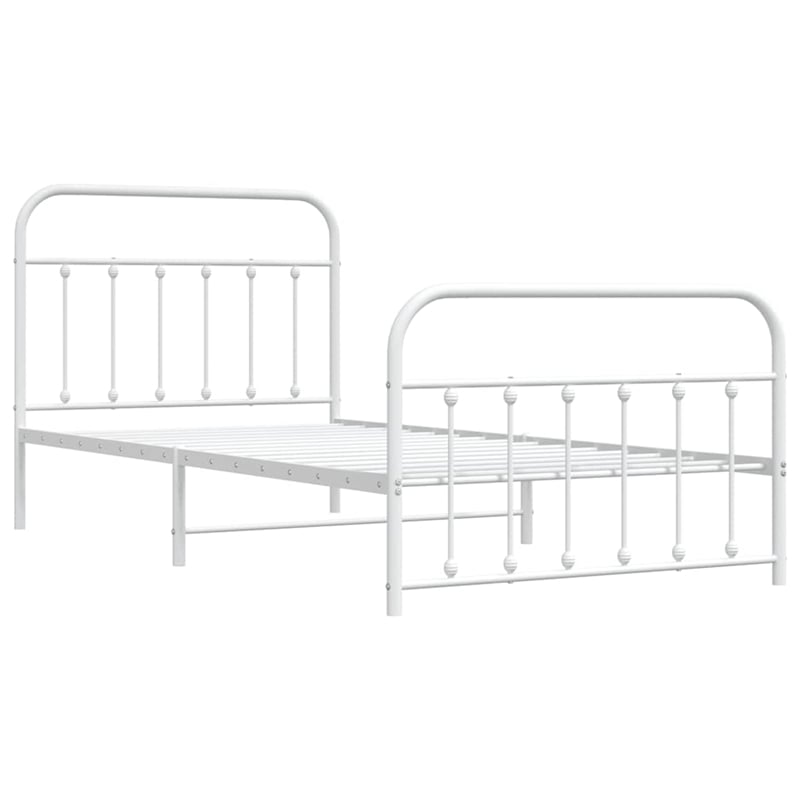 Bowery Hill Contemporary Powder-Coated Steel Single Bed Frame in White