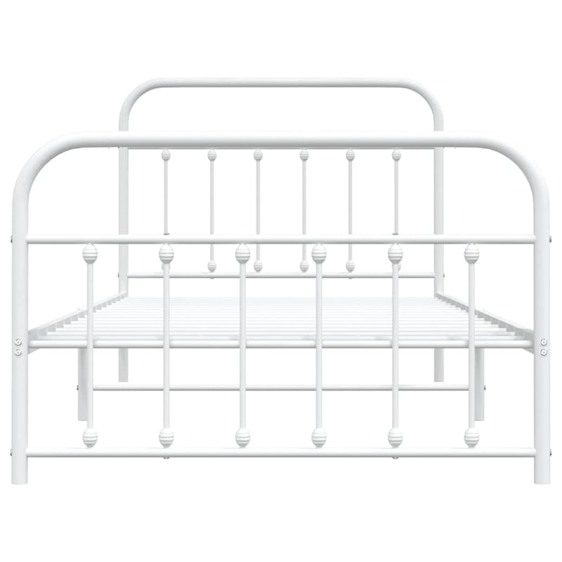 Bowery Hill Contemporary Powder-Coated Steel Single Bed Frame in White