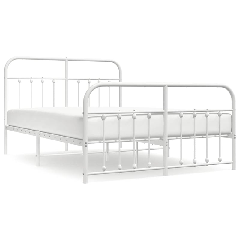 Bowery Hill Contemporary 59 x 79 Steel Durable Bed Frame in White