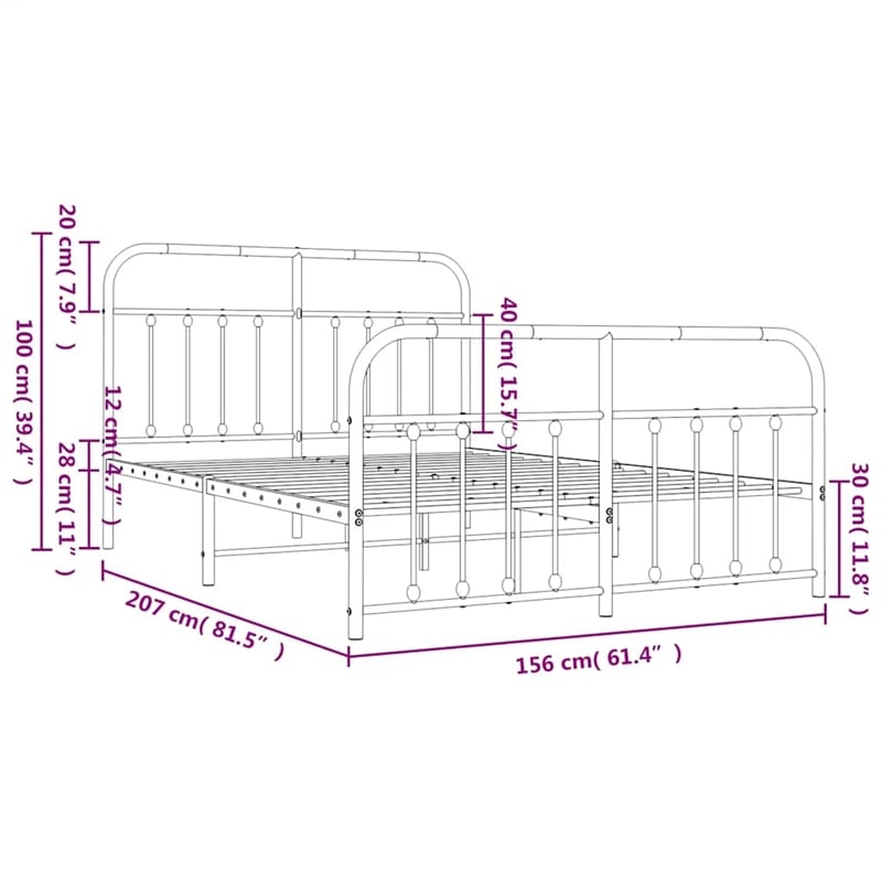 Bowery Hill Contemporary 59 x 79 Steel Durable Bed Frame in White