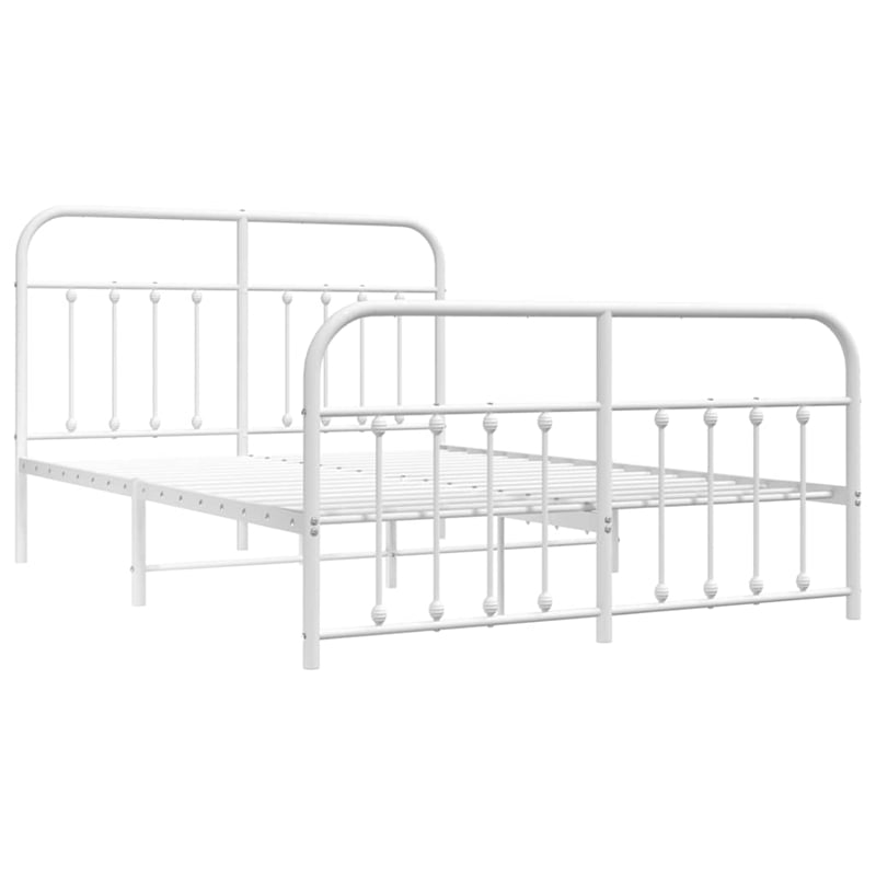 Bowery Hill Contemporary 59 x 79 Steel Durable Bed Frame in White