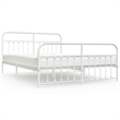 Bowery Hill Rectangular Powder-Coated Steel Full Bed Frame in White
