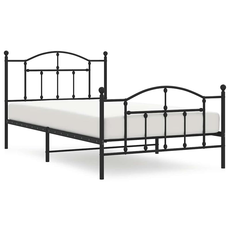 Bowery Hill Contemporary Powder-Coated Steel Twin Bed Frame in Black