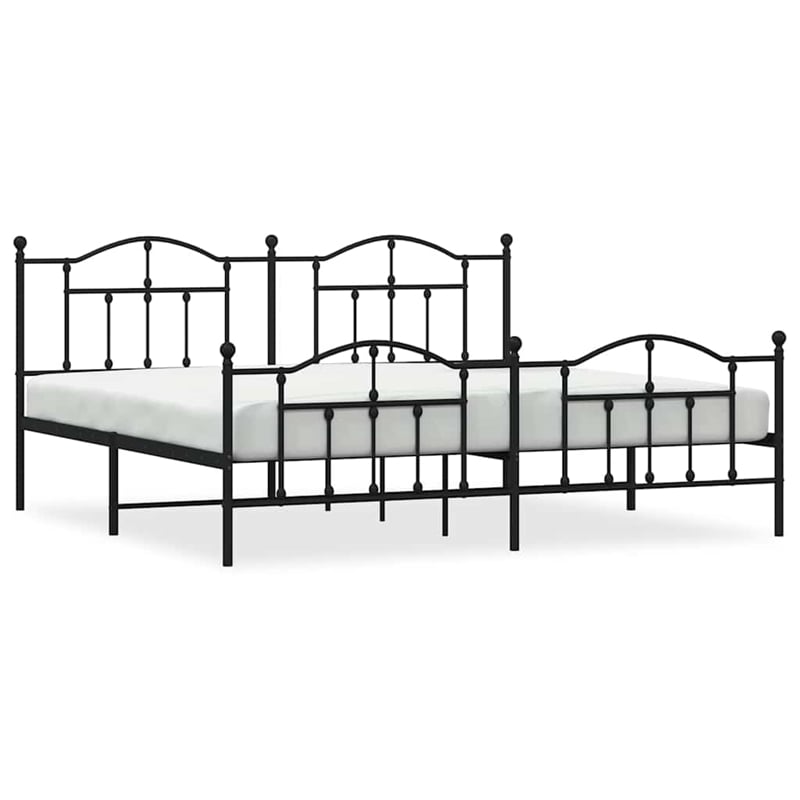 Bowery Hill Powder-Coated Steel King/Double Bed Frame in Black