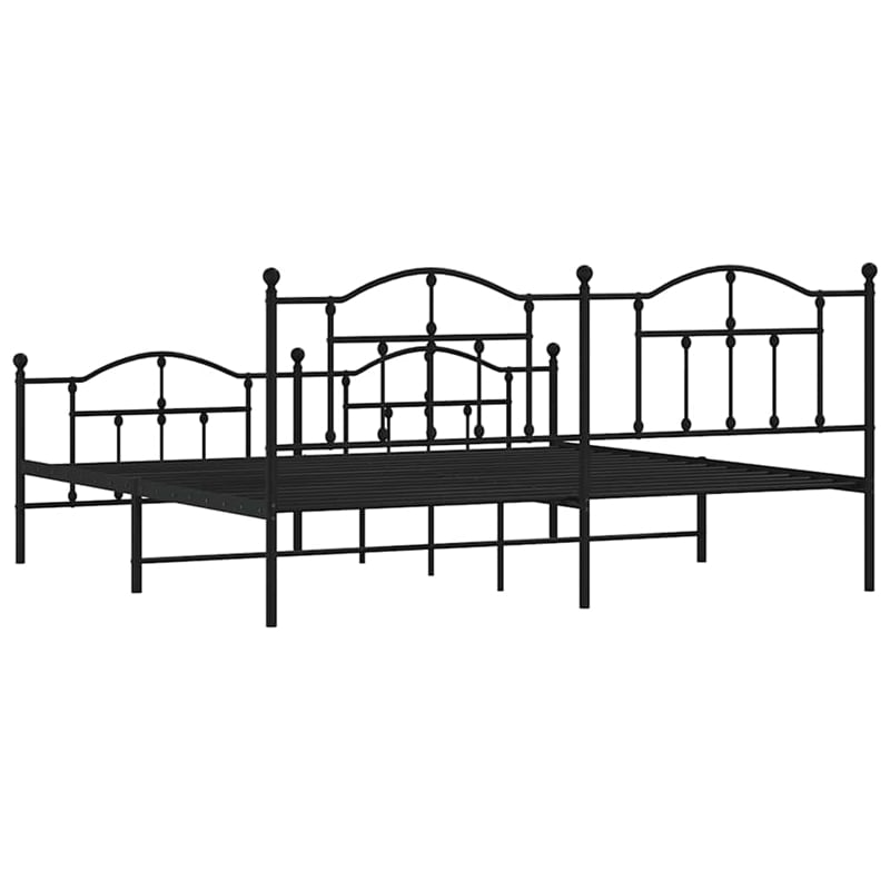 Bowery Hill Powder-Coated Steel King/Double Bed Frame in Black