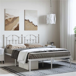 Bowery Hill Powder-Coated Steel Full/Double Bed Frame in White