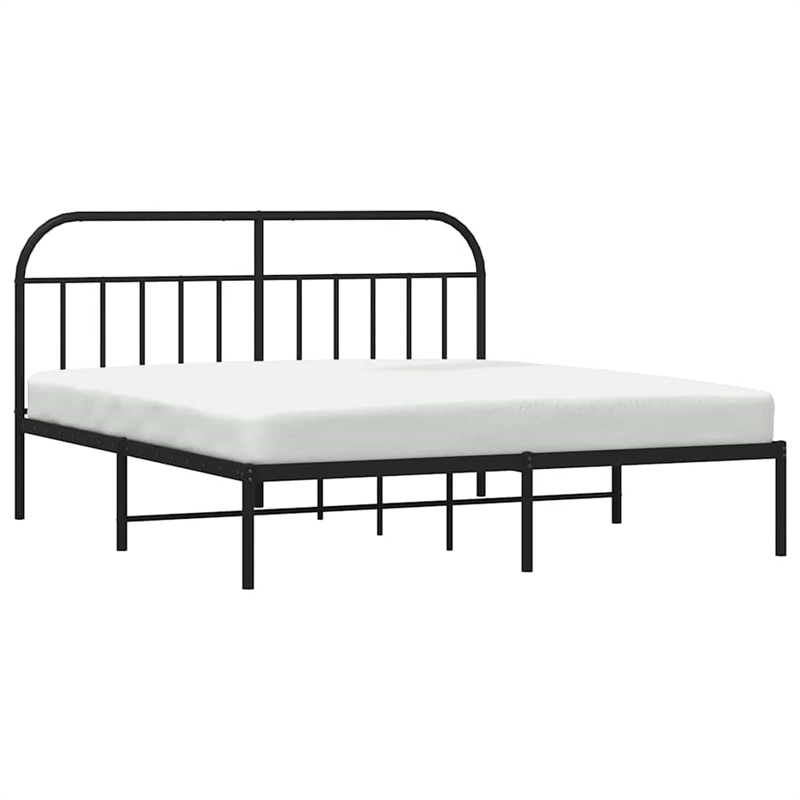 Bowery Hill Powder-Coated Steel Cal King/Double Bed Frame in Black