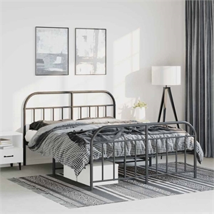 Bowery Hill Powder-Coated Steel Full/Double Bed Frame in Black