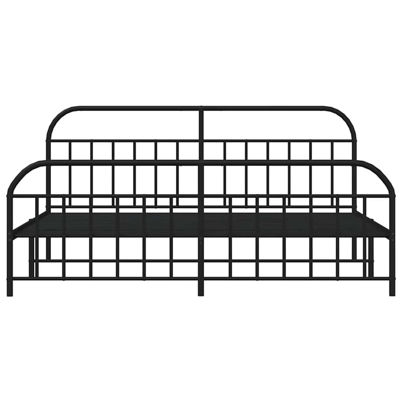 Bowery Hill Rectangular Powder-Coated Steel Full Bed Frame in Black