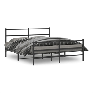 Bowery Hill Contemporary 60 x 79 Powder-Coated Stee Bed Frame in Black