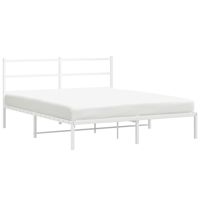 Bowery Hill Powder-Coated Steel King Size Bed Frame in White