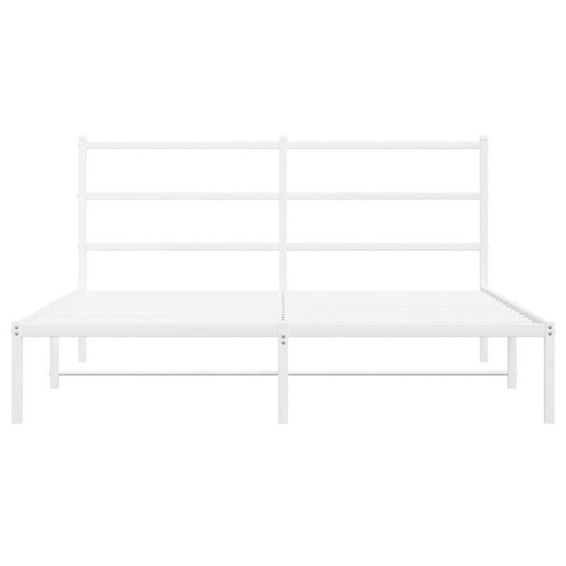 Bowery Hill Powder-Coated Steel King Size Bed Frame in White