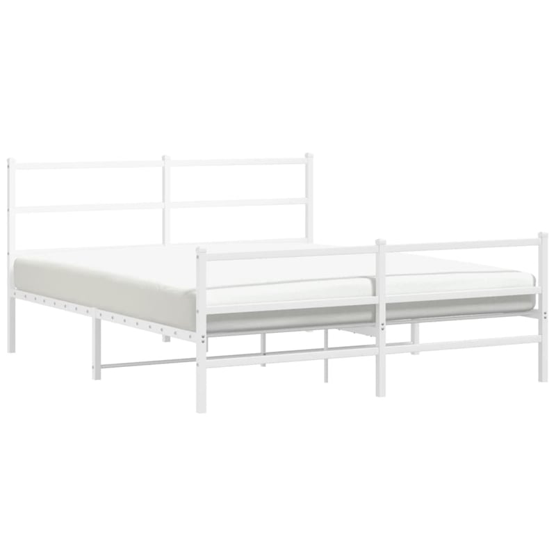 Bowery Hill Powder-Coated Steel King Size Bed Frame in White