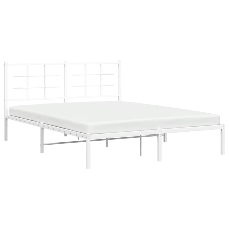 Bowery Hill Powder-Coated Steel King Size Bed Frame in White