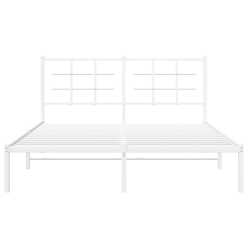 Bowery Hill Powder-Coated Steel King Size Bed Frame in White