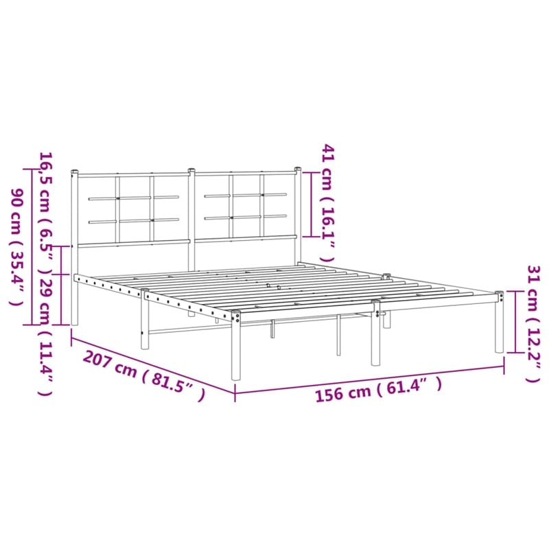 Bowery Hill Powder-Coated Steel King Size Bed Frame in White