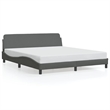 Bowery Hill Contemporary Solid Pine Wood Bed Frame in Dark Gray