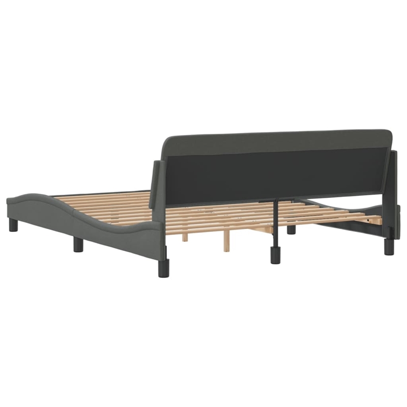 Bowery Hill Contemporary Solid Pine Wood Bed Frame in Dark Gray