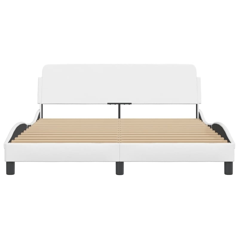 Bowery Hill Queen Faux Leather Engineered Wood Bed Frame in White