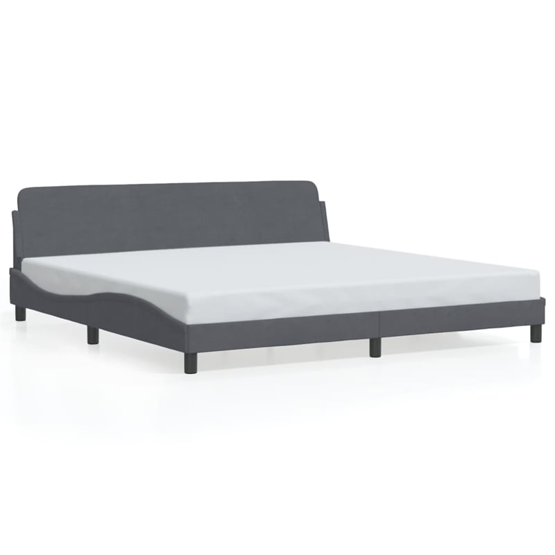 Bowery Hill Contemporary Solid Pine Wood Bed Frame in Dark Grey