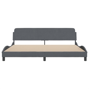 Bowery Hill Contemporary Solid Pine Wood Bed Frame in Dark Grey
