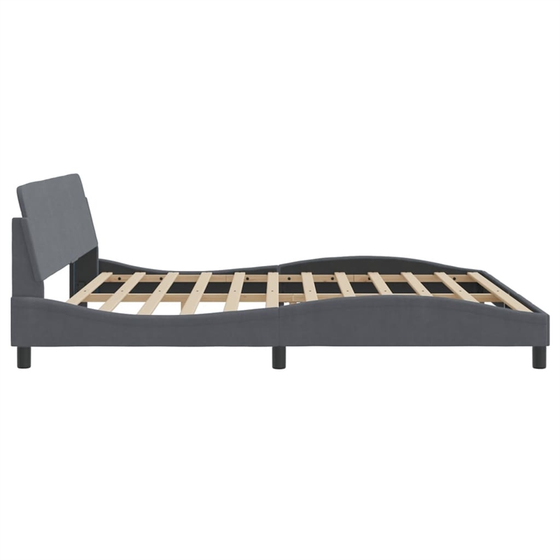 Bowery Hill Contemporary Solid Pine Wood Bed Frame in Dark Grey