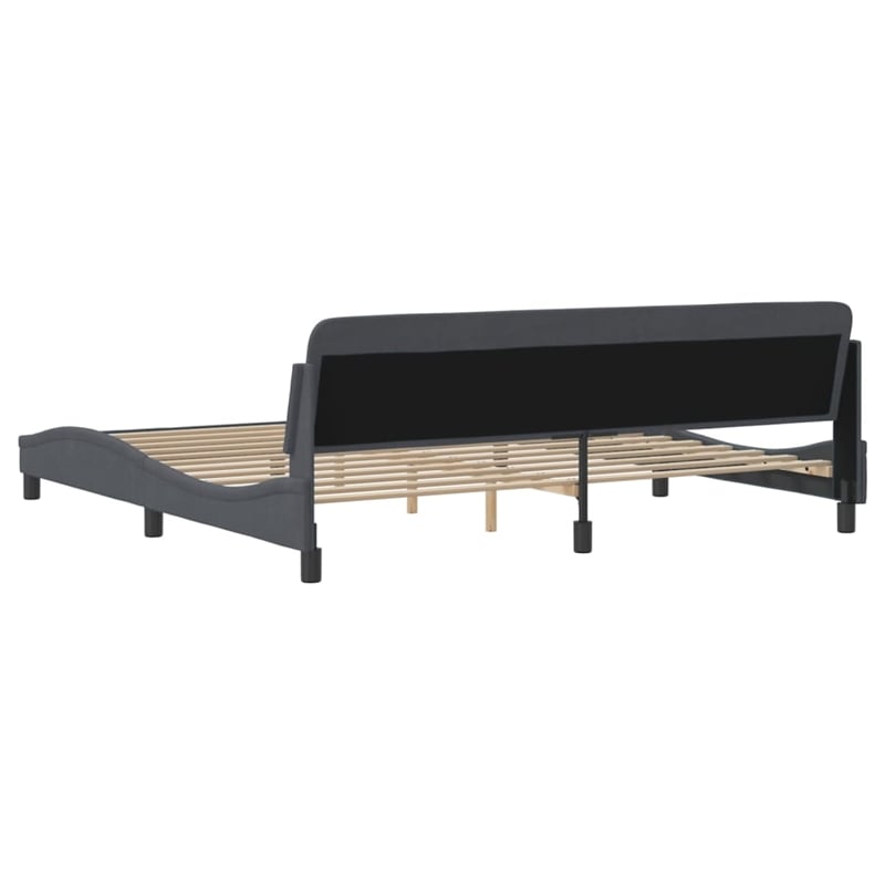 Bowery Hill Contemporary Solid Pine Wood Bed Frame in Dark Grey